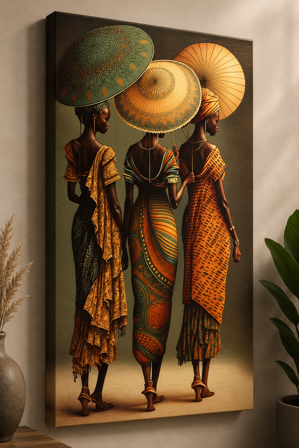Tablou Decorativ African cu Femei în Port Tradițional
