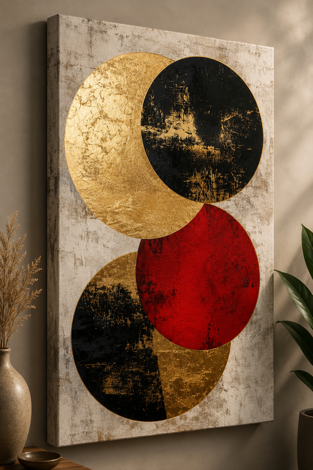 Tablou Canvas Echilibru în Cercuri Aurii
