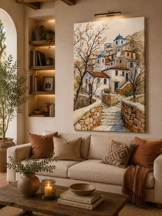 Tablou Greek Village – Artă Premium