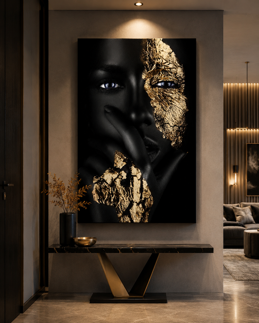 Tablou Modern Black&Gold Portret Abstract Luxury
