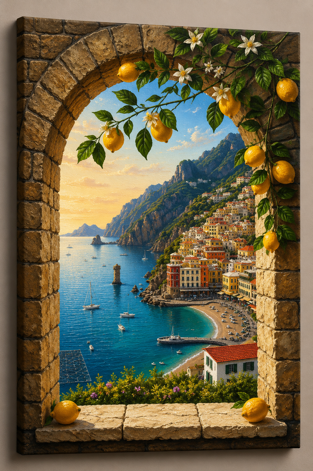 Tablou Canvas Premium – Fereastră Spre Amalfi