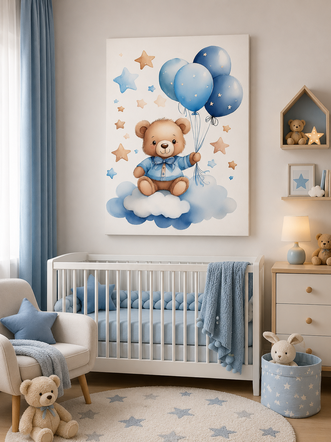 Tablou Canvas Ursuleț cu Baloane