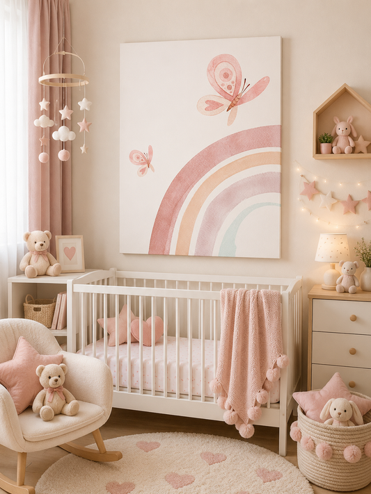 Tablou Canvas Fluturi și Curcubeu